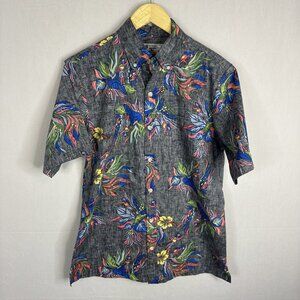 Avanti Originals Reverse Print Rayon Aloha Shirt Hula Girl Gray Hawaii Small